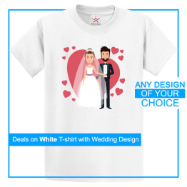 Personalised Wedding White T-Shirt With Your Own Artwork On Front 